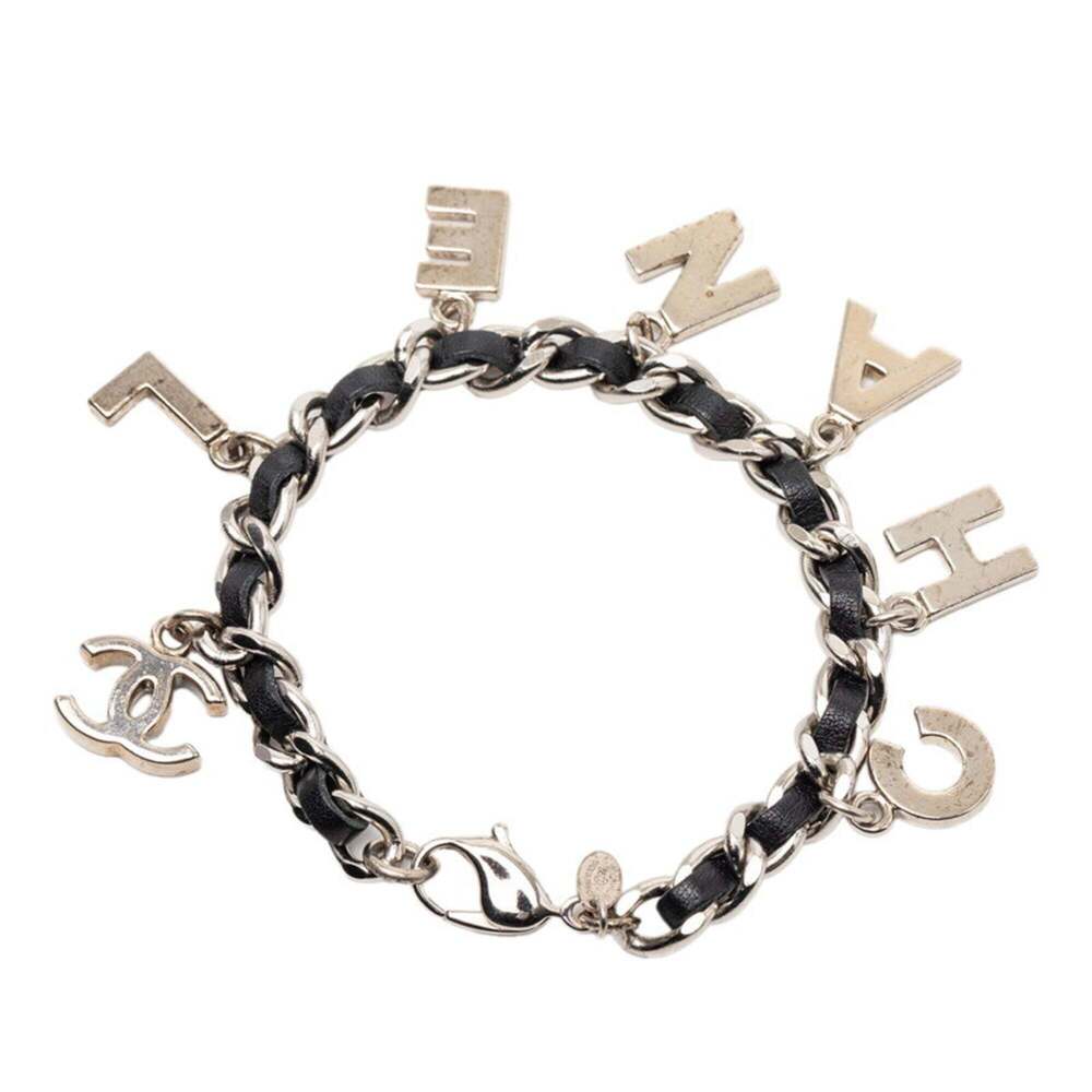 CHANEL Black Leather Logo Charm Bracelet - Picture 3 of 5